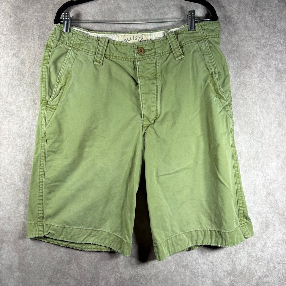 Hollister Shorts Men 30 Green Classic Fit Cotton Twill Chino Casual Cargo Pocket